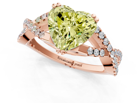 Rose gold Fancy Yellow Heart  Solitaire Twist Band with Pavé Setting and Four-Prong Setting_18