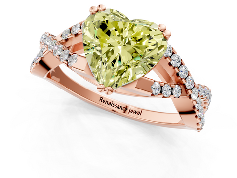 Rose gold Fancy Yellow Heart  Solitaire Twist Band with Pavé Setting and Four-Prong Setting_20