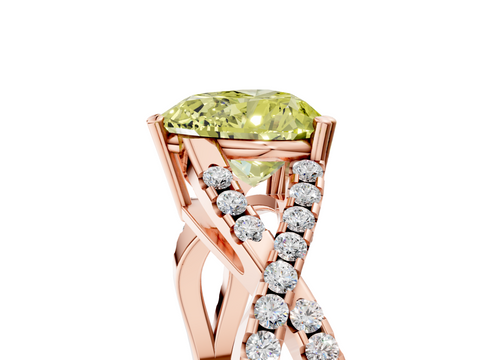 Rose gold Fancy Yellow Heart  Solitaire Twist Band with Pavé Setting and Four-Prong Setting_22