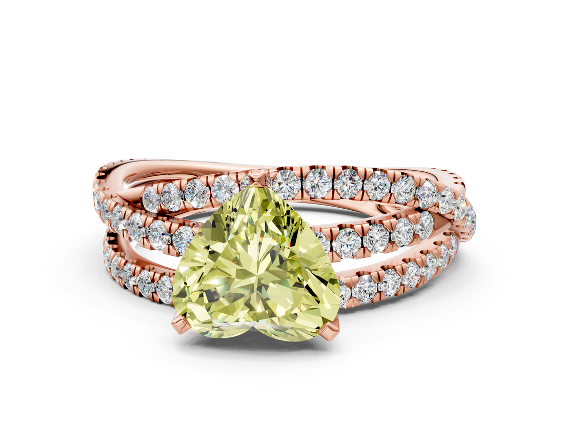 Rose gold Fancy Yellow Heart  Solitaire Twist Band with Pavé Setting and Four-Prong Setting_80