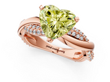 Rose gold Fancy Yellow Heart  Solitaire Twist Band with Pave Prong Setting_43