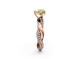 Rose gold Fancy Yellow Heart  Solitaire Twist Band with Pave Prong Setting_44