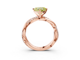 Rose gold Fancy Yellow Heart  Solitaire Twist Band with Pave Prong Setting_45
