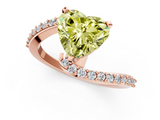 Rose gold Fancy Yellow Heart  Solitaire Twist Band with Pave Set Diamonds and Four-Prong Setting_92