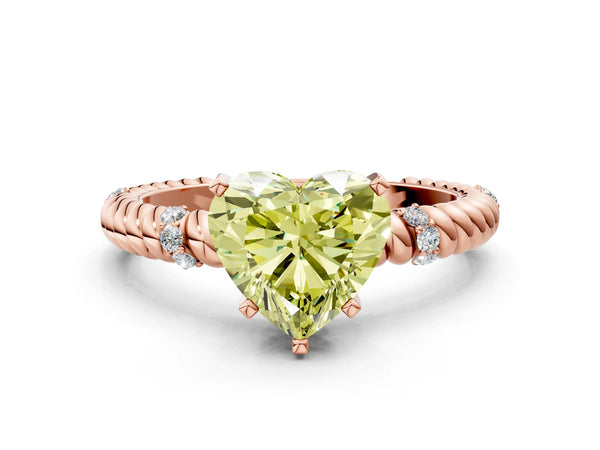 Rose gold Fancy Yellow Heart  Solitaire Twisted Band Prong Set Engagement Ring