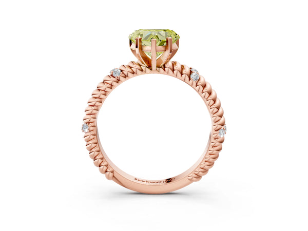 Rose gold Fancy Yellow Heart  Solitaire Twisted Band Prong Set Engagement Ring