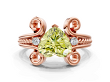Rose gold Fancy Yellow Heart  Solitaire Twisted Band Scroll Prong Ring_3