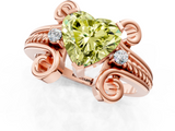 Rose gold Fancy Yellow Heart  Solitaire Twisted Band Scroll Prong Ring_4