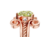 Rose gold Fancy Yellow Heart  Solitaire Twisted Band Scroll Prong Ring_8