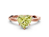Rose gold Fancy Yellow Heart  Solitaire Twisted Band with Bead Prong Setting_291