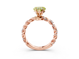 Rose gold Fancy Yellow Heart  Solitaire Twisted Band with Pavé Accents and Four-Prong Setting_6