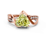 Rose gold Fancy Yellow Heart  Solitaire Twisted Band with Prong Setting_3