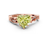Rose gold Fancy Yellow Heart  Solitaire Vine Band with Milgrain Prong Setting_3