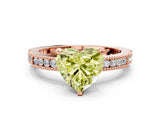 Rose gold Fancy Yellow Heart  Solitaire with Pavé Band and Four-Prong Setting_270