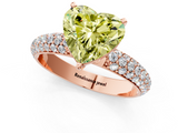 Rose gold Fancy Yellow Heart  Solitaire with Pave Band and Four-Prong Setting_4