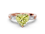 Rose gold Fancy Yellow Heart  Solitaire with Tapered Baguette Side Stones on a Classic Band with Four-Prong Setting_115
