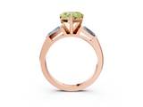 Rose gold Fancy Yellow Heart  Solitaire with Tapered Baguette Side Stones on a Classic Band with Four-Prong Setting_118