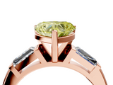 Rose gold Fancy Yellow Heart  Solitaire with Tapered Baguette Side Stones on a Classic Band with Four-Prong Setting_119