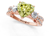 Rose gold Fancy Yellow Heart  Three-Stone Diamond Ring with Pavé Split Shank and Four-Prong Setting_46