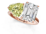 Rose gold Fancy Yellow Heart  and Emerald Cut Toi Moi Ring with Prong Setting_47