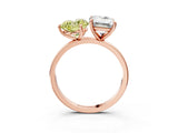 Rose gold Fancy Yellow Heart  and Emerald Cut Toi Moi Ring with Prong Setting_49