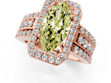 Rose gold Fancy Yellow Marquise -Cut Halo Diamond Ring with Split Shank and Four-Prong Setting_18