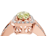 Rose gold Fancy Yellow Marquise -Cut Halo Diamond Ring with Split Shank and Four-Prong Setting_21