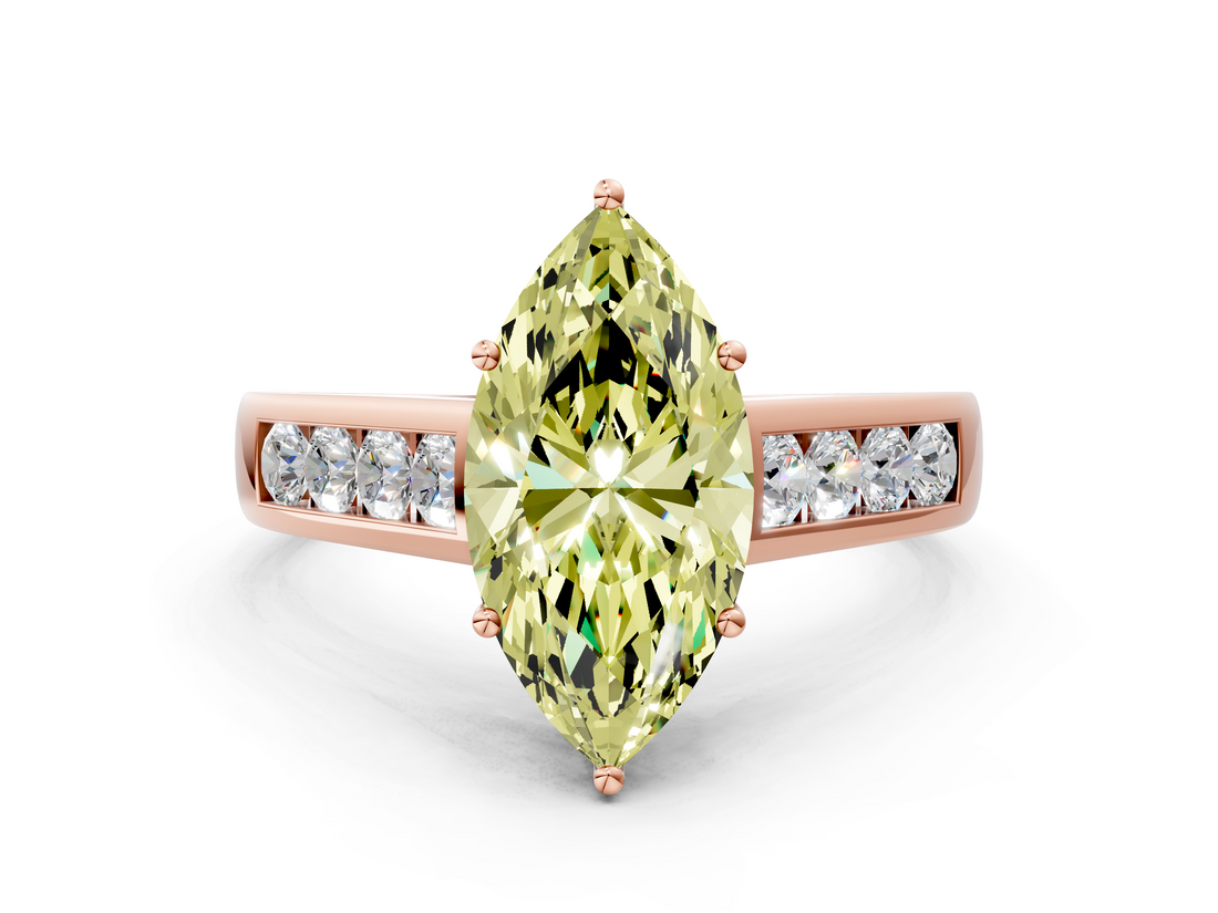 Rose gold Fancy Yellow Marquise  Brilliant Channel-Set Solitaire Ring with Four-Prong Setting_17