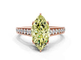 Rose gold Fancy Yellow Marquise  Brilliant Cut Diamond Engagement Ring with Pavé Band and Four-Prong Setting_29