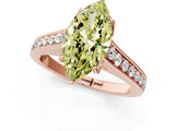 Rose gold Fancy Yellow Marquise  Brilliant Cut Diamond Engagement Ring with Pavé Band and Four-Prong Setting_30