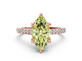 Rose gold Fancy Yellow Marquise  Brilliant Diamond Solitaire with Pavé Band and Four-Prong Setting 1