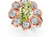 Rose gold Fancy Yellow Marquise  Brilliant Flower Halo Diamond Split Shank Ring_76