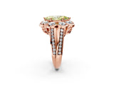 Rose gold Fancy Yellow Marquise  Brilliant Flower Halo Diamond Split Shank Ring_77