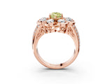 Rose gold Fancy Yellow Marquise  Brilliant Flower Halo Diamond Split Shank Ring_78