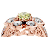 Rose gold Fancy Yellow Marquise  Brilliant Flower Halo Diamond Split Shank Ring_79