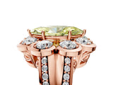 Rose gold Fancy Yellow Marquise  Brilliant Flower Halo Diamond Split Shank Ring_80