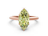 Rose gold Fancy Yellow Marquise  Brilliant Solitaire Engagement Ring with Six-Prong Setting and Classic Band