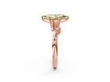 Rose gold Fancy Yellow Marquise  Brilliant Solitaire with Leaf Motif Band and Four-Prong Setting_35