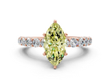 Rose gold Fancy Yellow Marquise  Brilliant Solitaire with Pavé Band and Four-Prong Setting_16