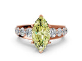 Rose gold Fancy Yellow Marquise  Brilliant Solitaire with Side Stones on a Pave Band and Four-Prong Setting_24