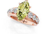Rose gold Fancy Yellow Marquise  Brilliant Solitaire with Side Stones on a Pave Band and Four-Prong Setting_25