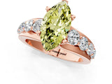 Rose gold Fancy Yellow Marquise  Brilliant Solitaire with Side Stones on a Pave Band and Four-Prong Setting_30