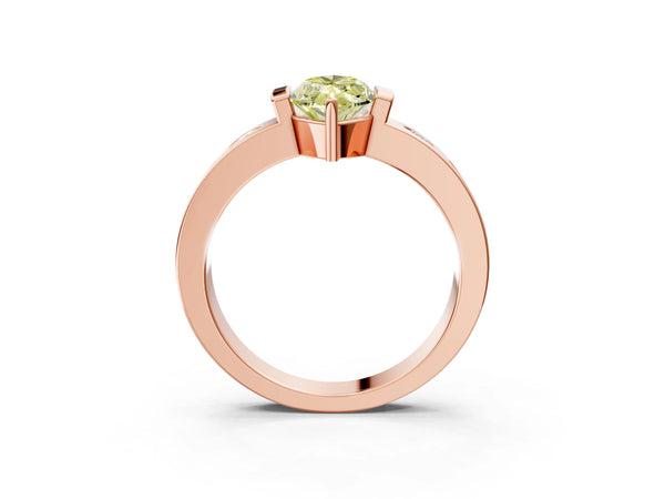 Rose gold Fancy Yellow Marquise Cut Brilliant Channel-Set Diamond Ring with Bezel Prong Setting