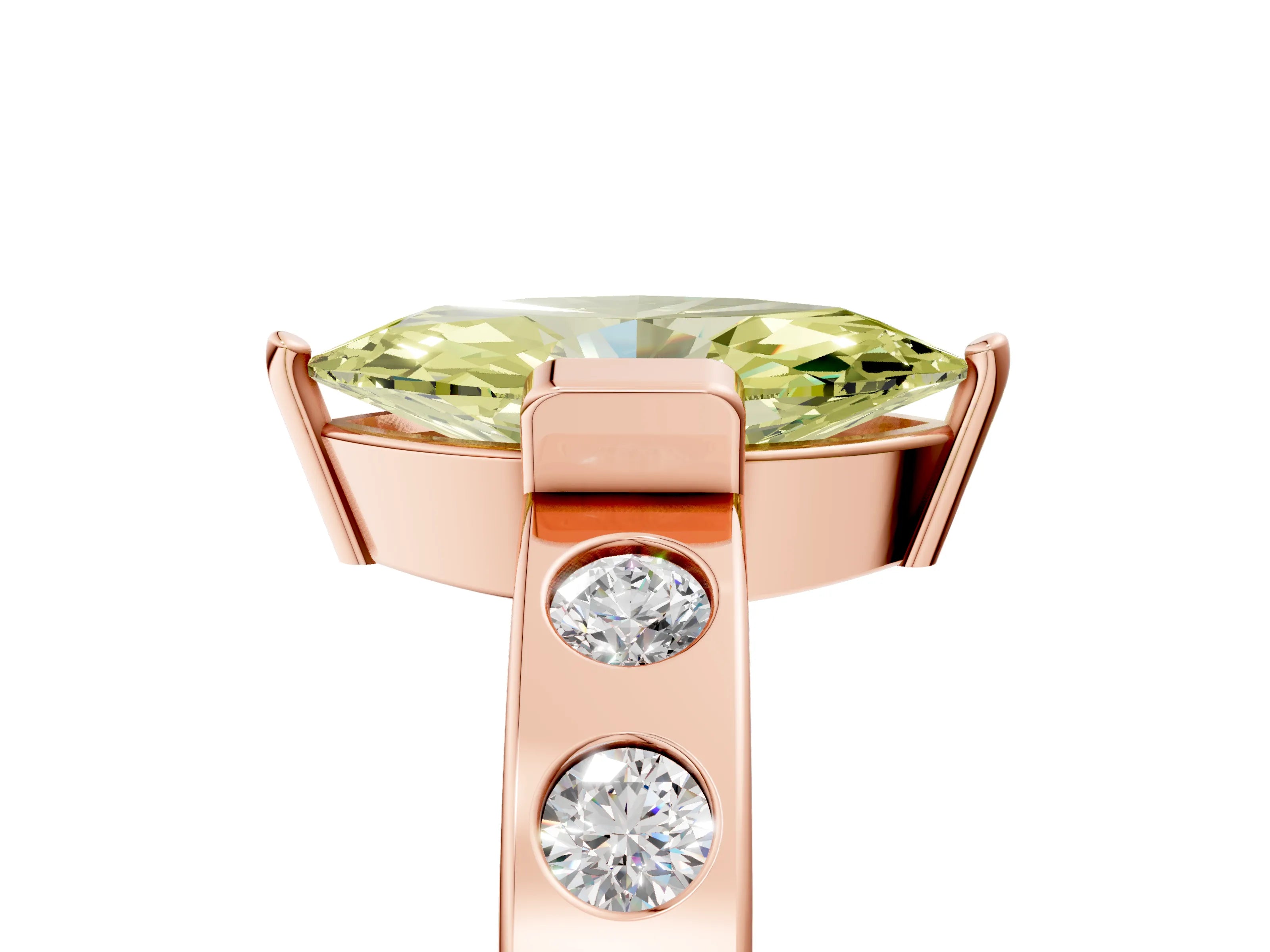 Rose gold Fancy Yellow Marquise Cut Brilliant Channel-Set Diamond Ring with Bezel Prong Setting_5