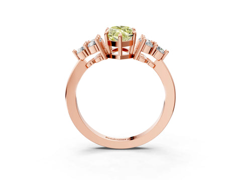 Rose gold Fancy Yellow Marquise Cut Brilliant Diamond Cluster Accent Solitaire Ring with Prong Setting_3