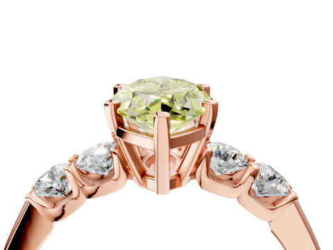 Rose gold Fancy Yellow Marquise Cut Brilliant Diamond Five-Stone Engagement Ring with Prong Setting on a Classic Band_7