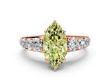 Rose gold Fancy Yellow Marquise Cut Brilliant Diamond Pavé Band with Six-Prong Setting