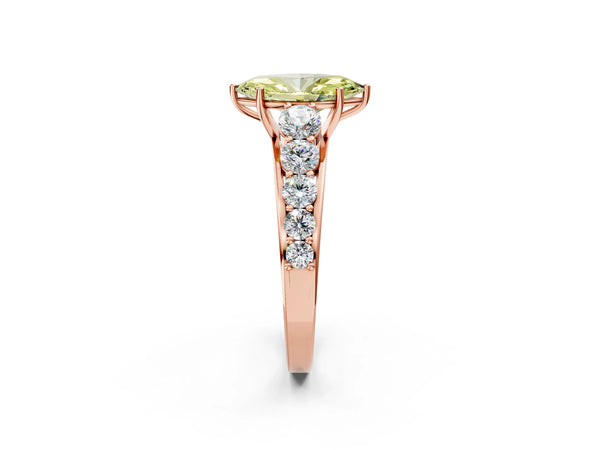 Rose gold Fancy Yellow Marquise Cut Brilliant Diamond Pavé Band with Six-Prong Setting