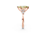 Rose gold Fancy Yellow Marquise Cut Brilliant Diamond Solitaire Ring with Pear Side Stones and Four-Prong Setting_5