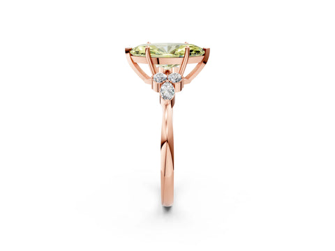Rose gold Fancy Yellow Marquise Cut Brilliant Diamond Solitaire Ring with Pear Side Stones and Four-Prong Setting_5
